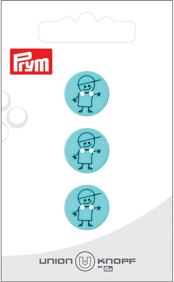 Knoop Kunststof Boy 15mm turkoois 3st - Knopen - Prym
