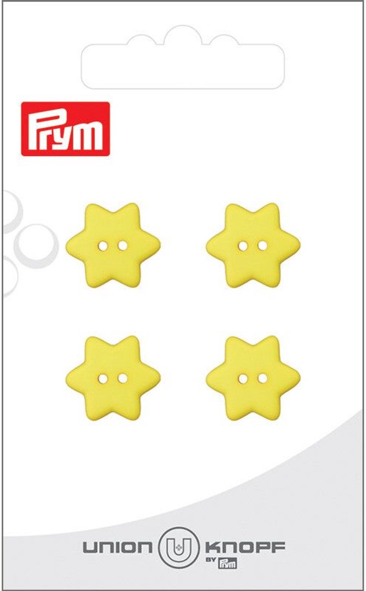 Kunststof 2 gaatjes 15mm ster geel 4st - Prym