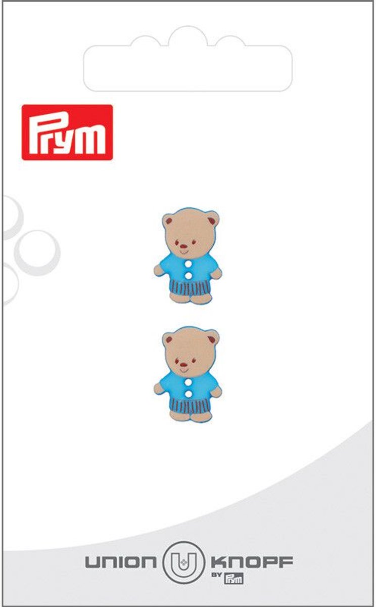 Kunststof 2 gaatjes Beer 15mm blue 2st -  