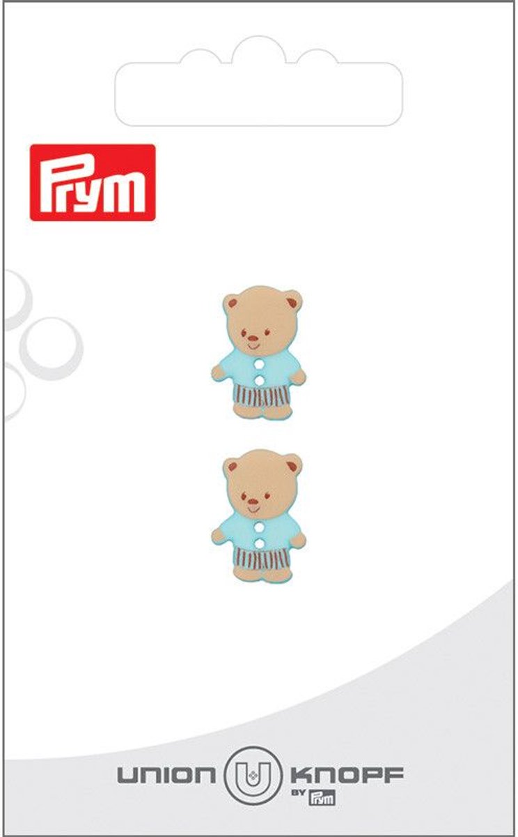 Kunststof 2 gaatjes Beer 15mm l.blue 2st -  