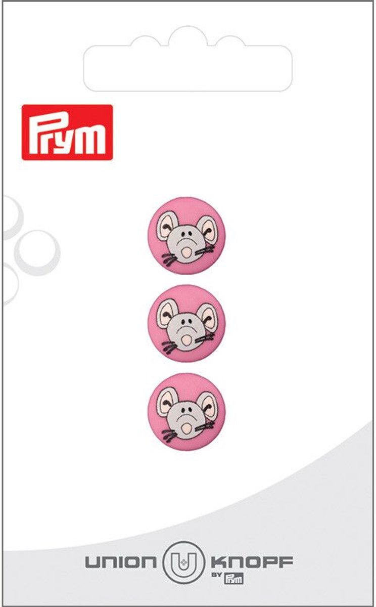 Kunststof muis 12mm pink 3st -  