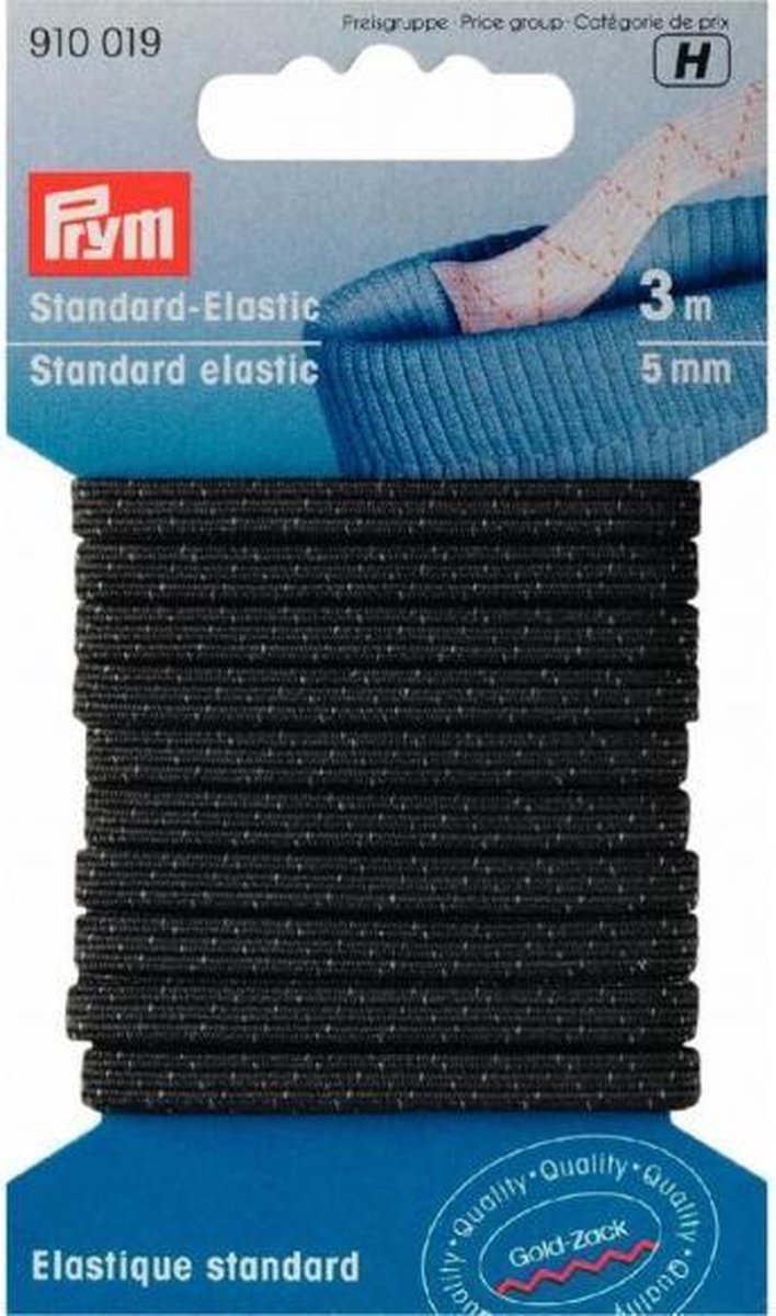 PRYM STANDAARD ELASTIEK 5MM ZWART - 3M