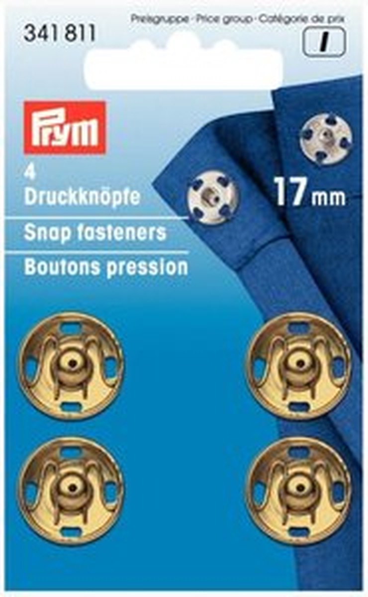 Prym Aannaai drukknopen 4 stuks 17 mm goud metaal