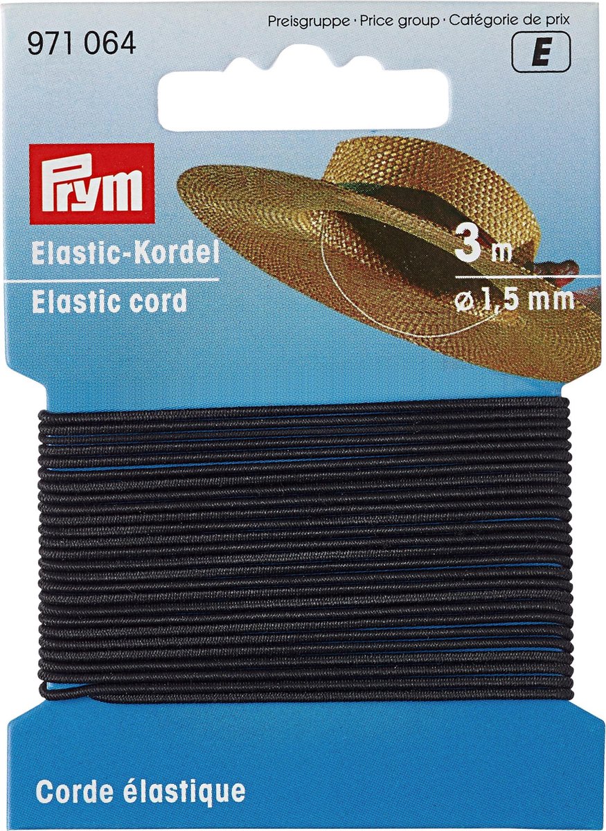 - Elastiek   1.5mm - zwart - 3m lengte