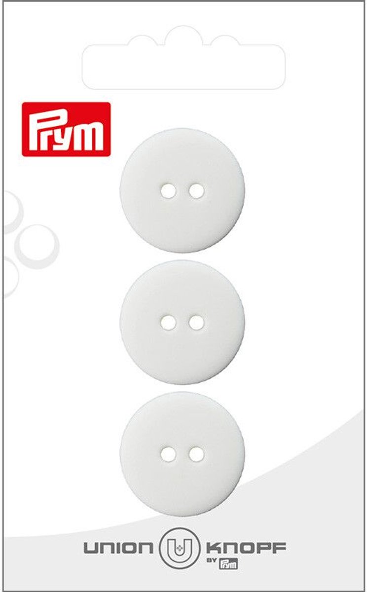   Fournituren - Knopen en sluitingen -   2 gaatjes 20mm wit 3st - Fournituren elastieken band - Wit - 1 kaart