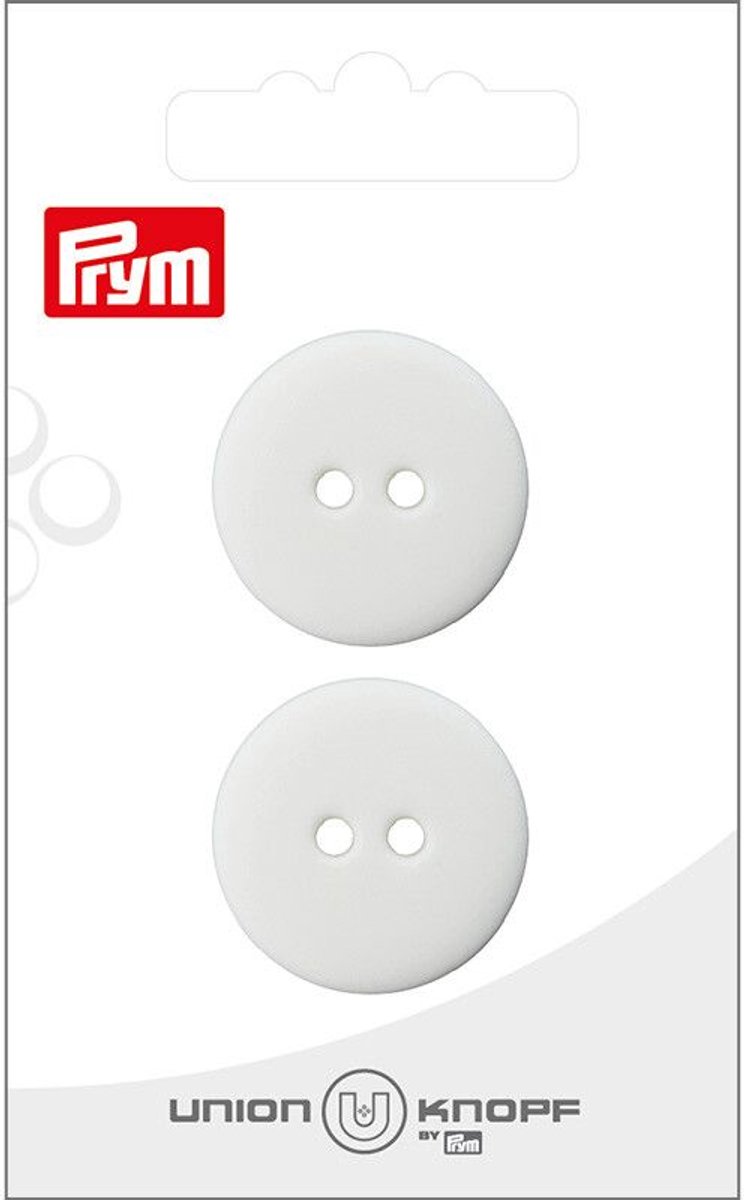  Fournituren - Knopen en sluitingen -   2 gaatjes 25mm wit 2st - Fournituren elastieken band - Wit - 1 kaart