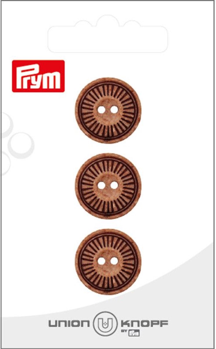   Fournituren - Knopen en sluitingen -   Kunststof 18mm bruin 3st - Fournituren elastieken band - Bruin - 1 kaart