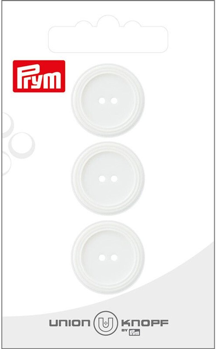   Fournituren - Knopen en sluitingen -   Kunststof 20mm wit 3st - Fournituren elastieken band - Wit - 1 kaart