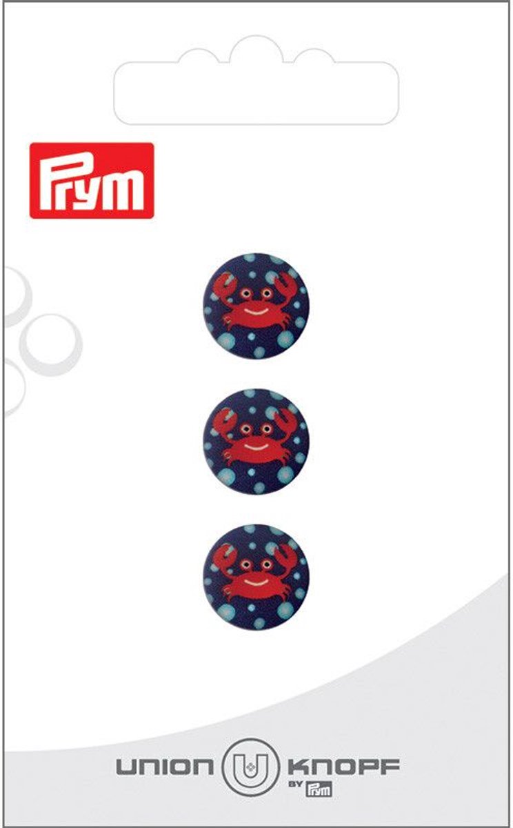   Fournituren - Knopen en sluitingen -   Kunststof Krab 12mm blauw 3st - Fournituren elastieken band - Blauw - 1 kaart