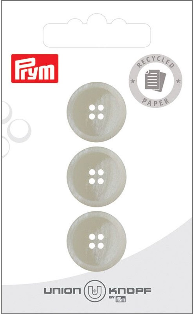   Fournituren - Knopen en sluitingen -   Papier-poly recycled 18mm crème 3st - Fournituren elastieken band - Crème - 1 kaart