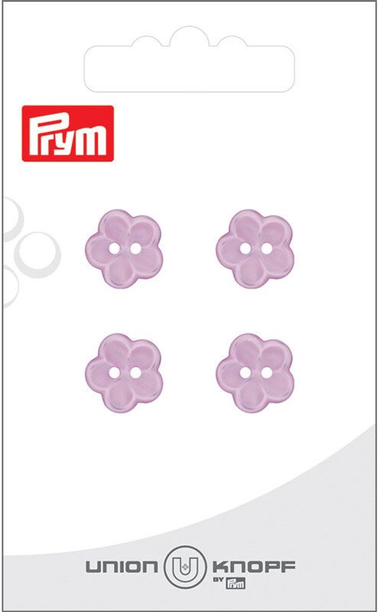   Fournituren - Knopen en sluitingen -   bloem 2 gaatjes 12mm lila 4st - Fournituren elastieken band - Lila - 1 kaart
