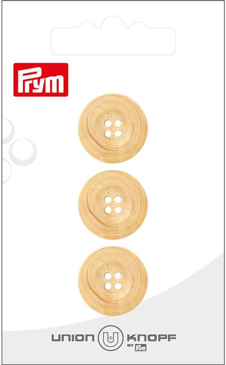   Fournituren - Knopen en sluitingen -   hout 4 gaatjes 18mm crème 3st - Fournituren elastieken band - Crème - 1 kaart