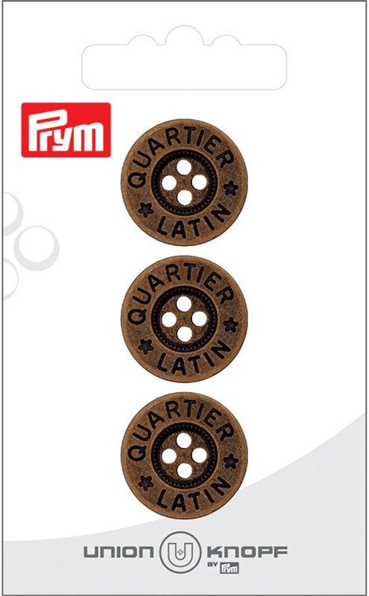   Fournituren - Knopen en sluitingen -   metaal 4 gaatjes 20mm koper 3st - Fournituren elastieken band - Koper - 1 kaart