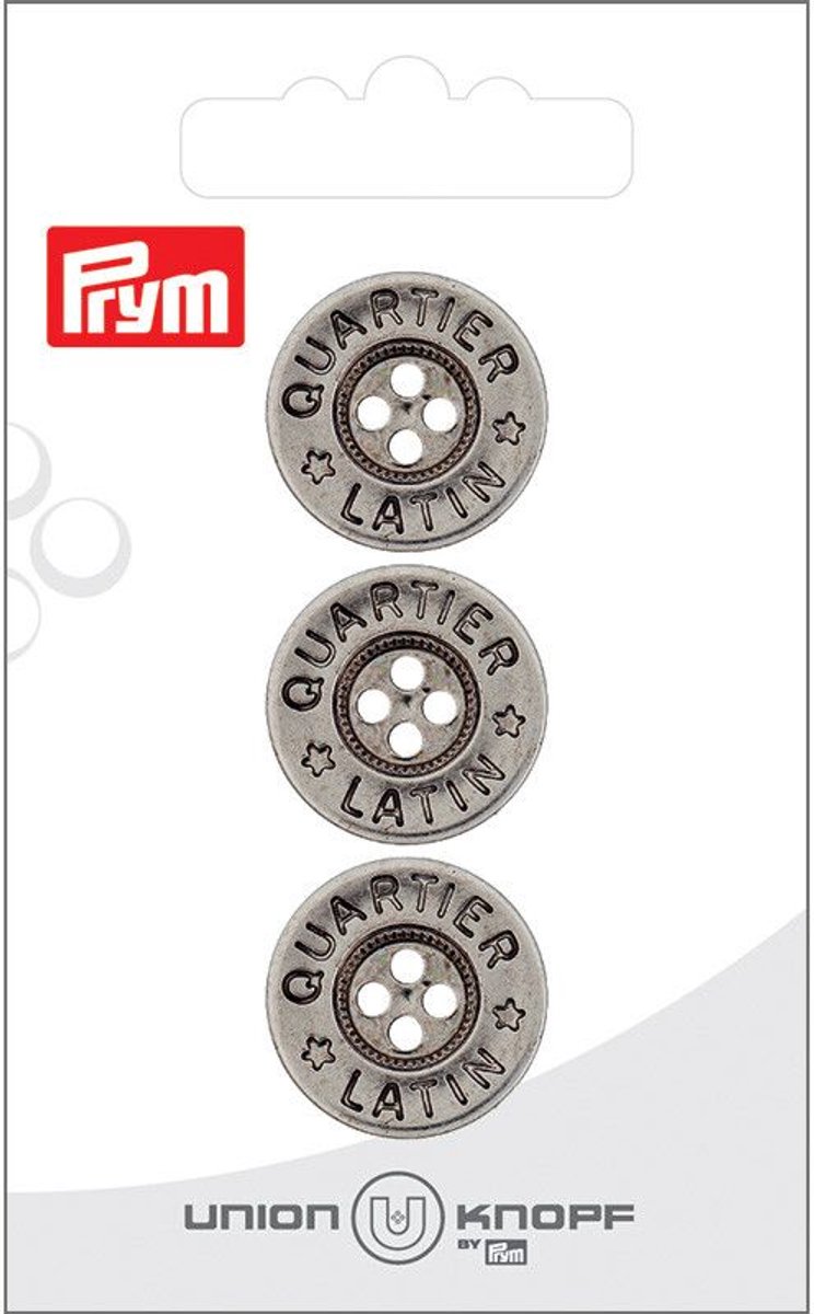   Fournituren - Knopen en sluitingen -   metaal 4 gaatjes 20mm zilver 3st - Fournituren elastieken band - Zilver - 1 kaart