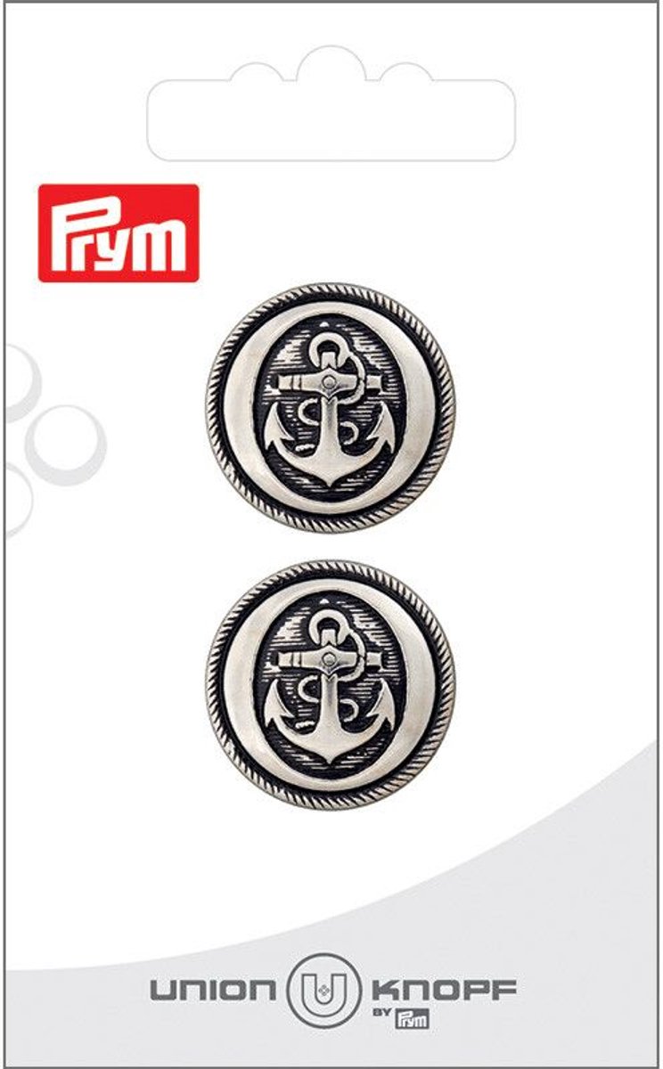   Fournituren - Knopen en sluitingen -   metaal anker 22mm zilver 2st - Fournituren elastieken band - Zilver - 1 kaart