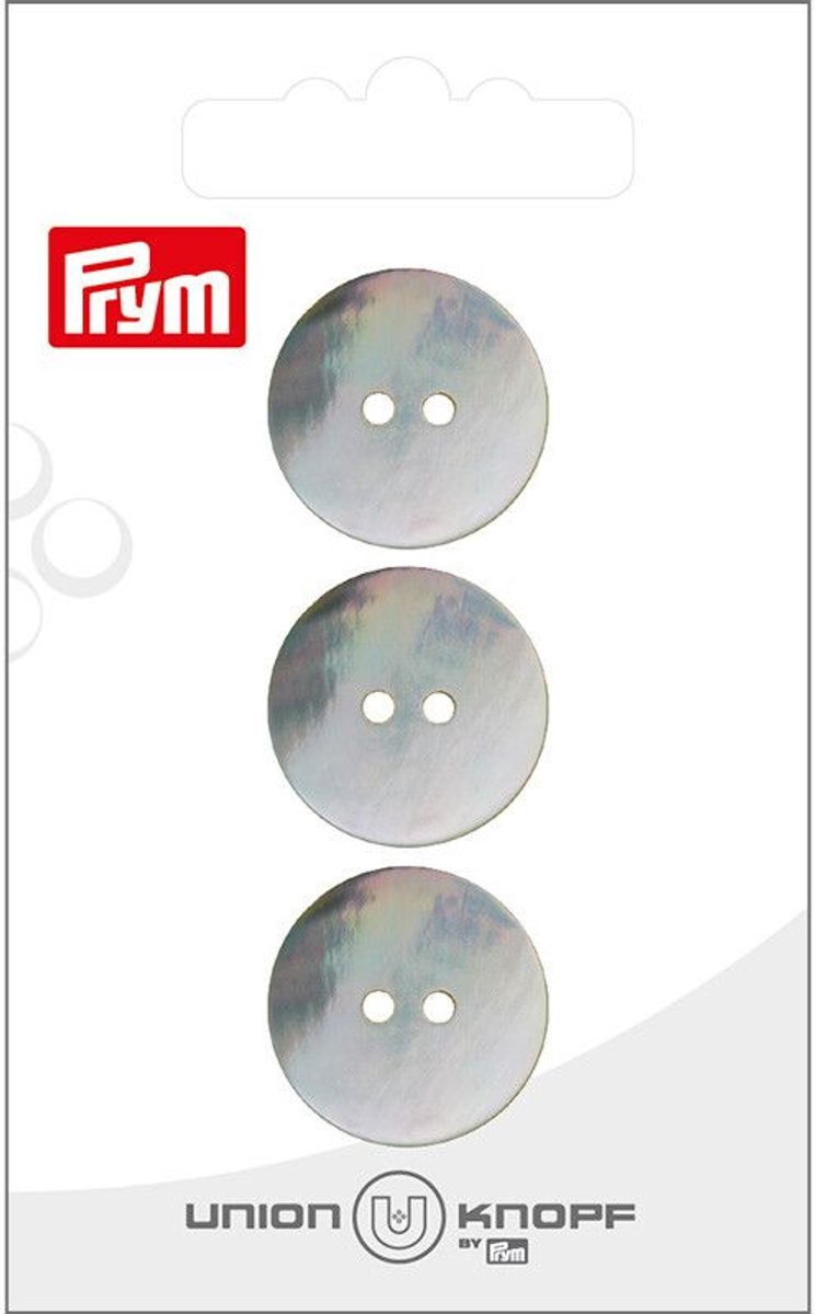   Fournituren - Knopen en sluitingen -   parelmoer 2 gaatjes 20mm wit 3st - Fournituren elastieken band - Wit - 1 kaart