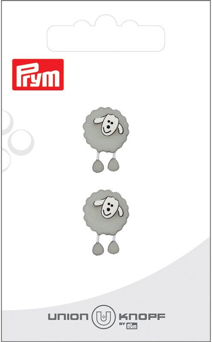   Fournituren - Knopen en sluitingen -   schaap 18mm lichtgrijs 2st - Fournituren elastieken band - Lichtgrijs - 1 kaart