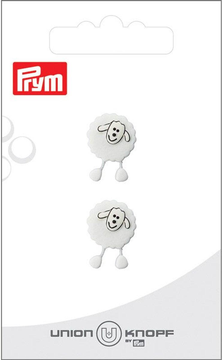   Fournituren - Knopen en sluitingen -   schaap 18mm wit 2st - Fournituren elastieken band - Wit - 1 kaart