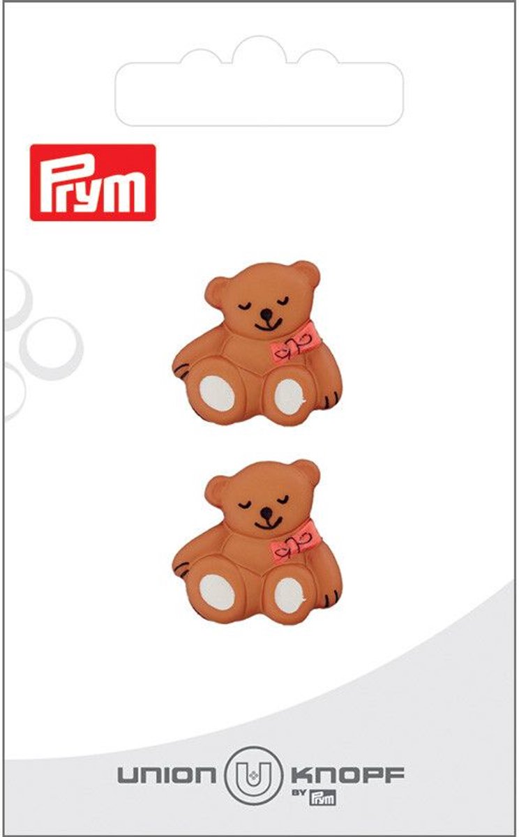   Fournituren - Knopen en sluitingen -   teddyeer 19mm beige 2st - Fournituren elastieken band - Beige - 1 kaart