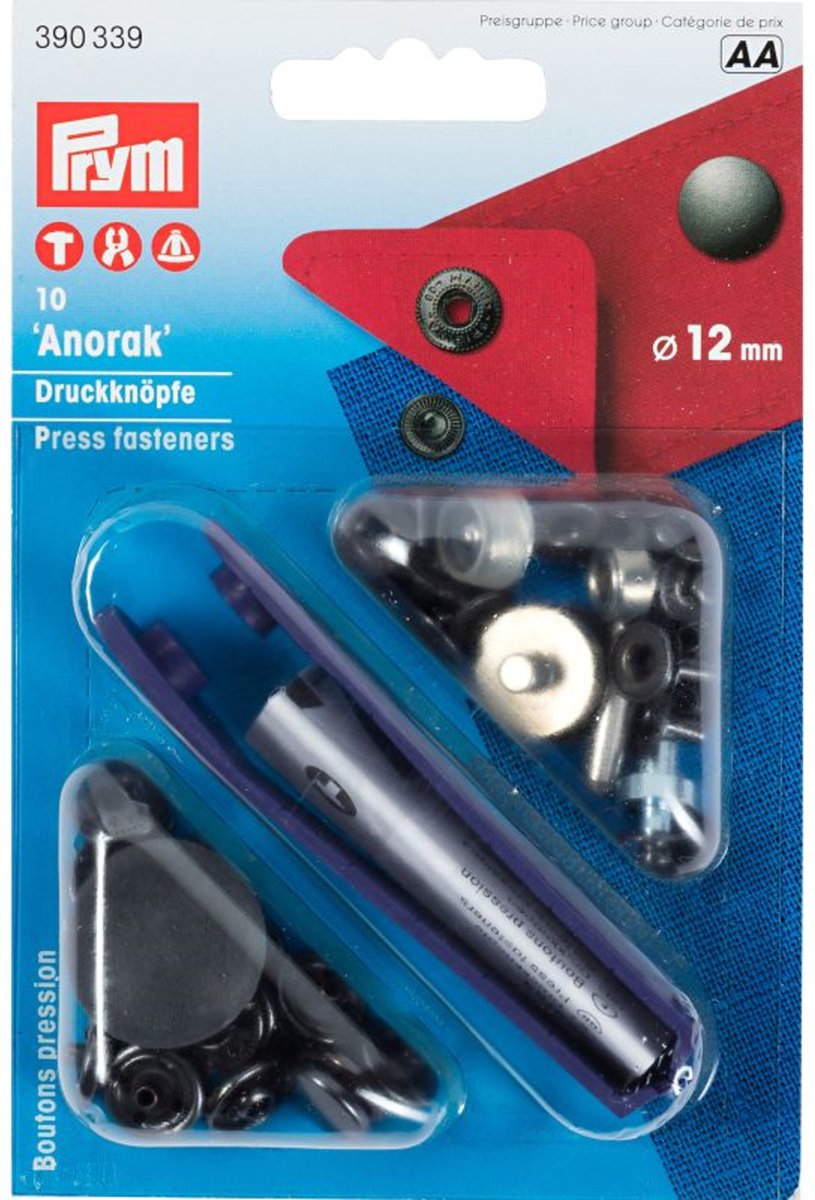   Fournituren - Knopen en sluitingen - Naaivrijdrukknopen ANORAK 12 mm gebronsd 10 st. - Fournituren elastieken band - Gebronds - 1 kaart