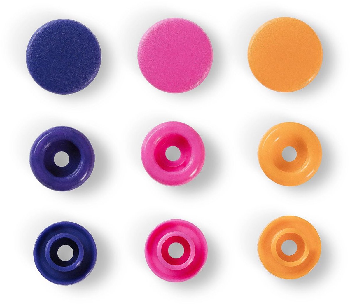  Love Color drukknoppen kunststof 12,4mm oranje/fuchsia/paars 30 st.