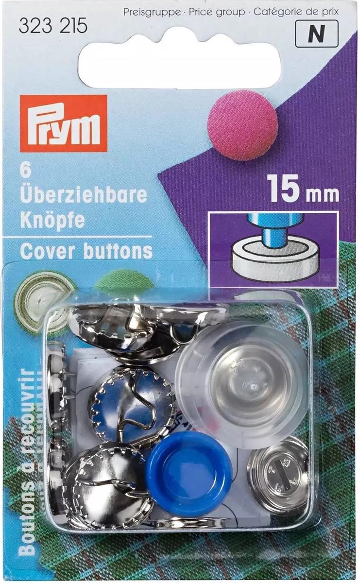   stofknopen metaal 15 mm 6 stuks met matrijs