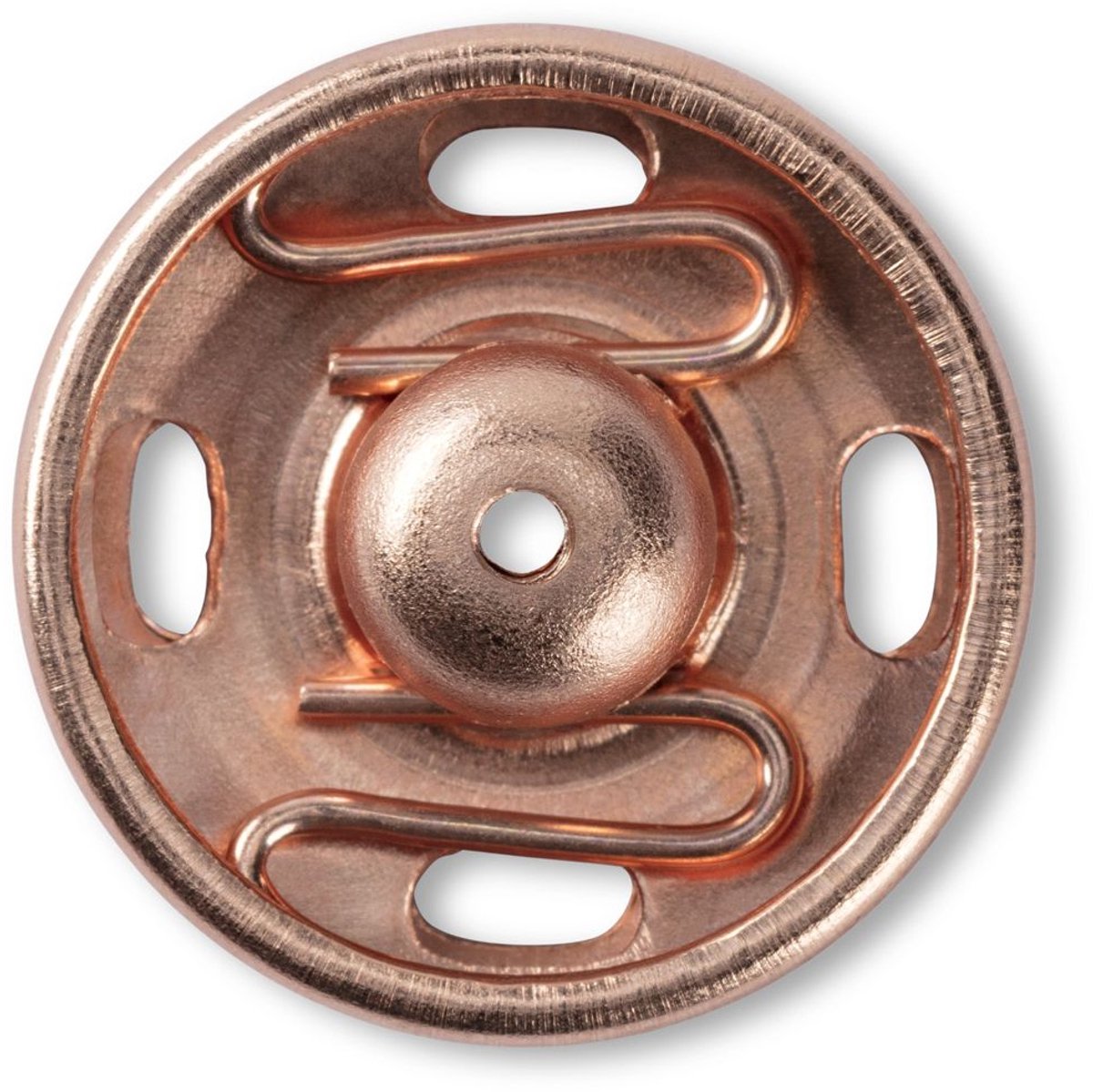  . Kledingdrukknopen Messing. Opnaaibaar. 6 stuks op kaart. Goudkleur.