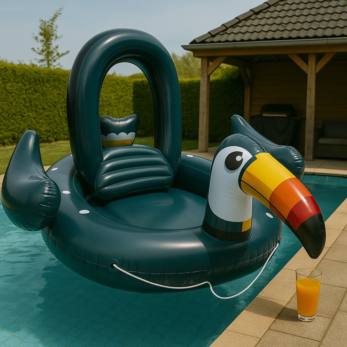 Pure4Fun Toekan Mega Eiland Opblaasfiguren - Geschikt voor 6 personen - Zwembad Speelgoed - Luchtbed Zwembad - Zwembad - 340x300x180cm