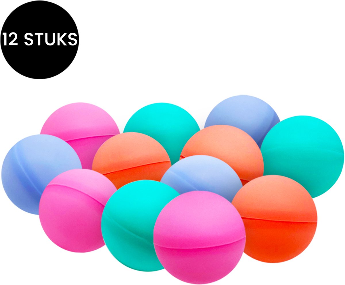   Waterballonnen Zelfsluitend 12 Stuks - Herbruikbare Waterbalonnen zonder Magneten - Blauw, Roze, Oranje, Groen