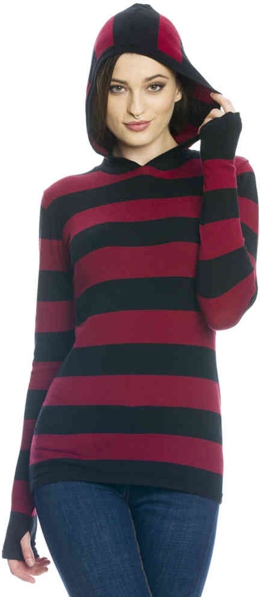 PD Build In Warmer Big Stripes Trui met Capuchon rood/zwart - XXL