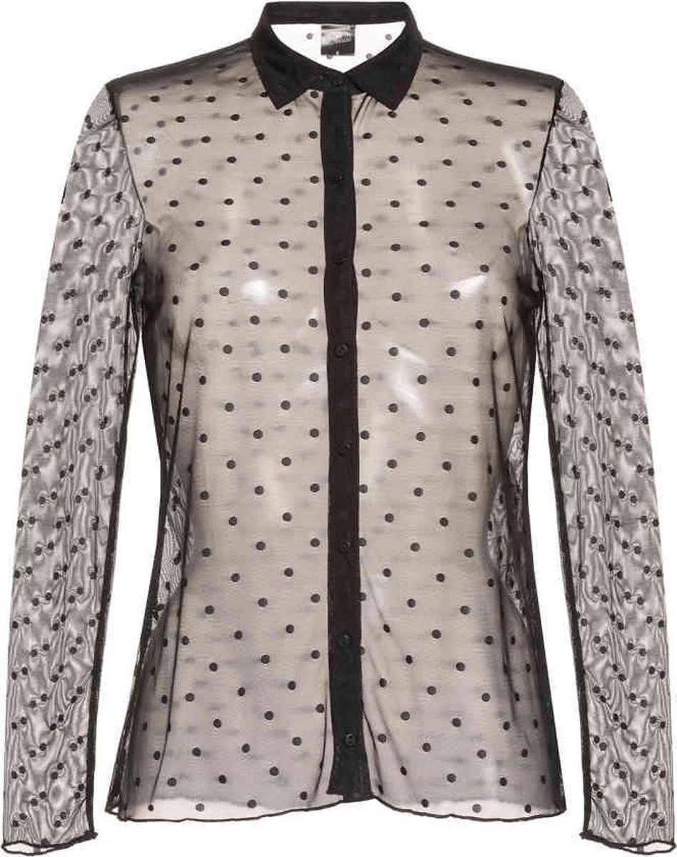 Pussy Deluxe Blouse -L- Black Dots Zwart