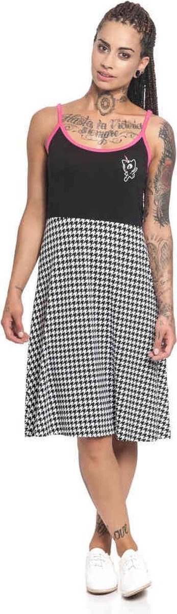 Pussy Deluxe Korte jurk -S- Houndstooth College Zwart