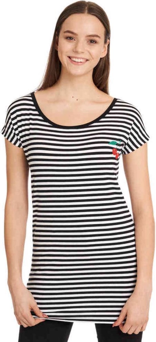 Pussy Deluxe Lange top -S- Stripes Zwart/Wit