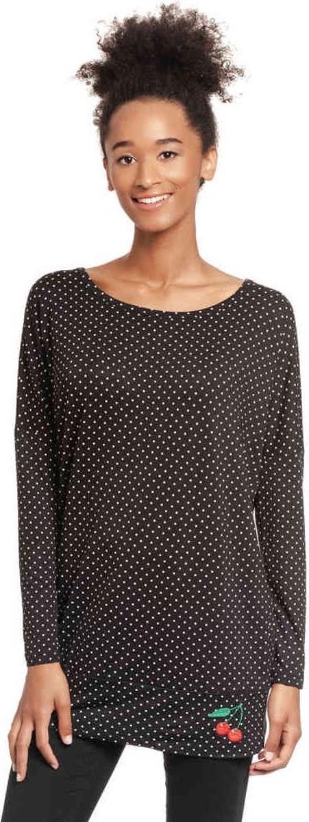 Pussy Deluxe Longsleeve top -L- Little Dots Zwart