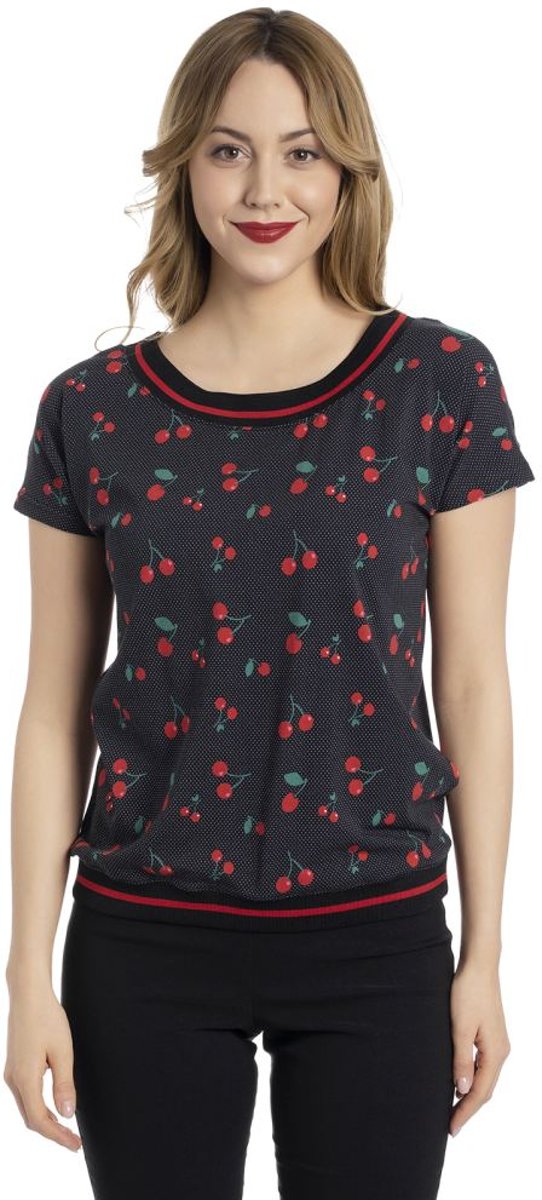 Pussy Deluxe Shirt -M- Cherry Dots Zwart