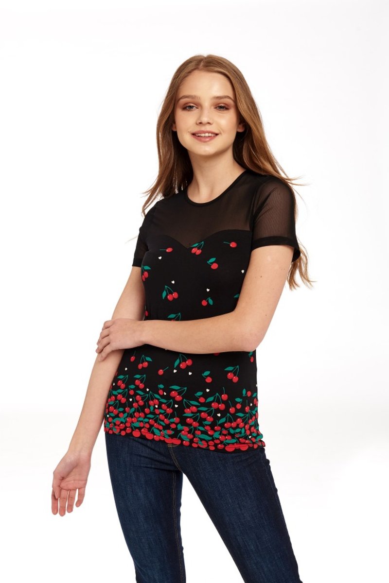 Pussy Deluxe Shirt -M- Falling Cherries Multicolours