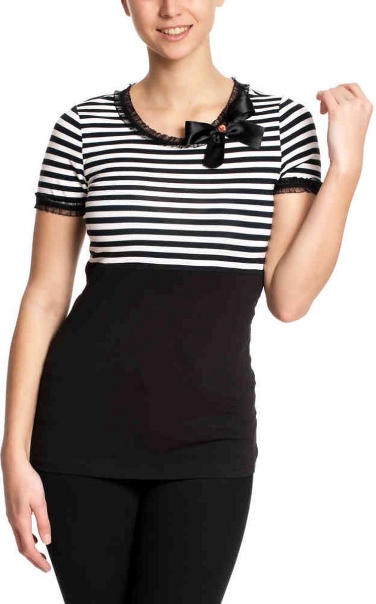 Pussy Deluxe Top -L- Stripey black/white on black Multicolours