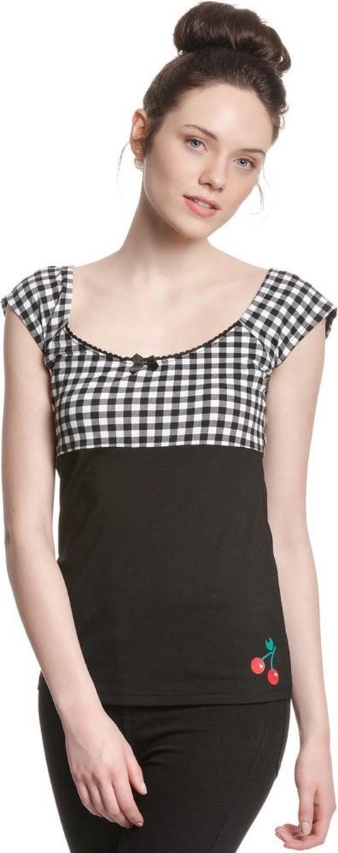 Pussy Deluxe Top -M- Plaid Evie Zwart/Wit