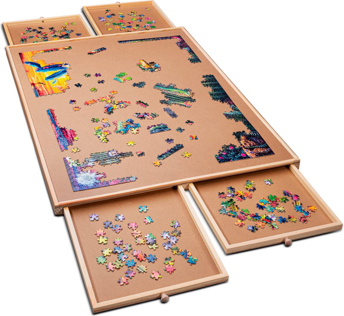 Puzzlr™ - Puzzelbord met Opbergsysteem - Houten Puzzelplaat Onderlegger met 4 Laden - 1000 Stukjes