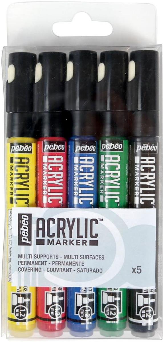 Pebeo - Acryl Markers 1.2mm - Primaire kleuren - set 5 stuks