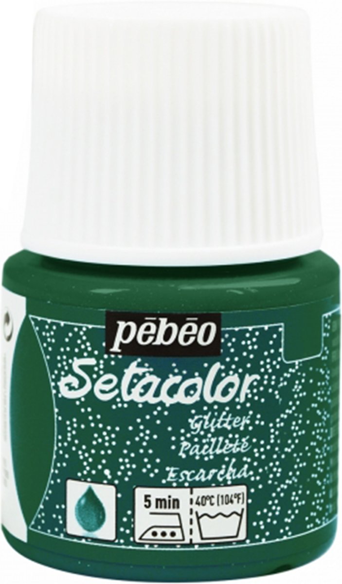 Pébéo Setacolo Glitter Smaragd Textielverf - 45ml textielverf voor lichte stoffen