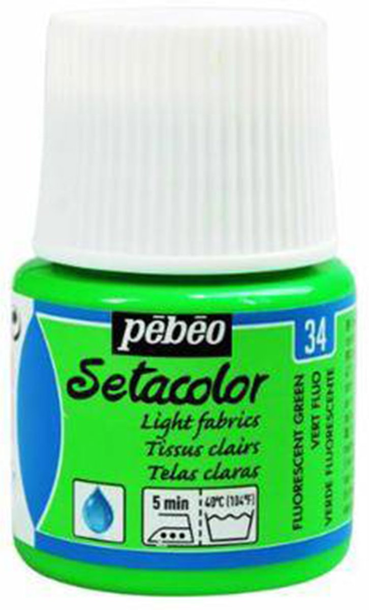 Pébéo Setacolor Fluoriserend Groene Textielverf - 45ml textielverf voor lichte stoffen