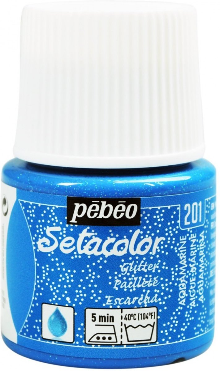 Pébéo Setacolor Glitter Blauwe Textielverf - 45ml textielverf voor lichte stoffen