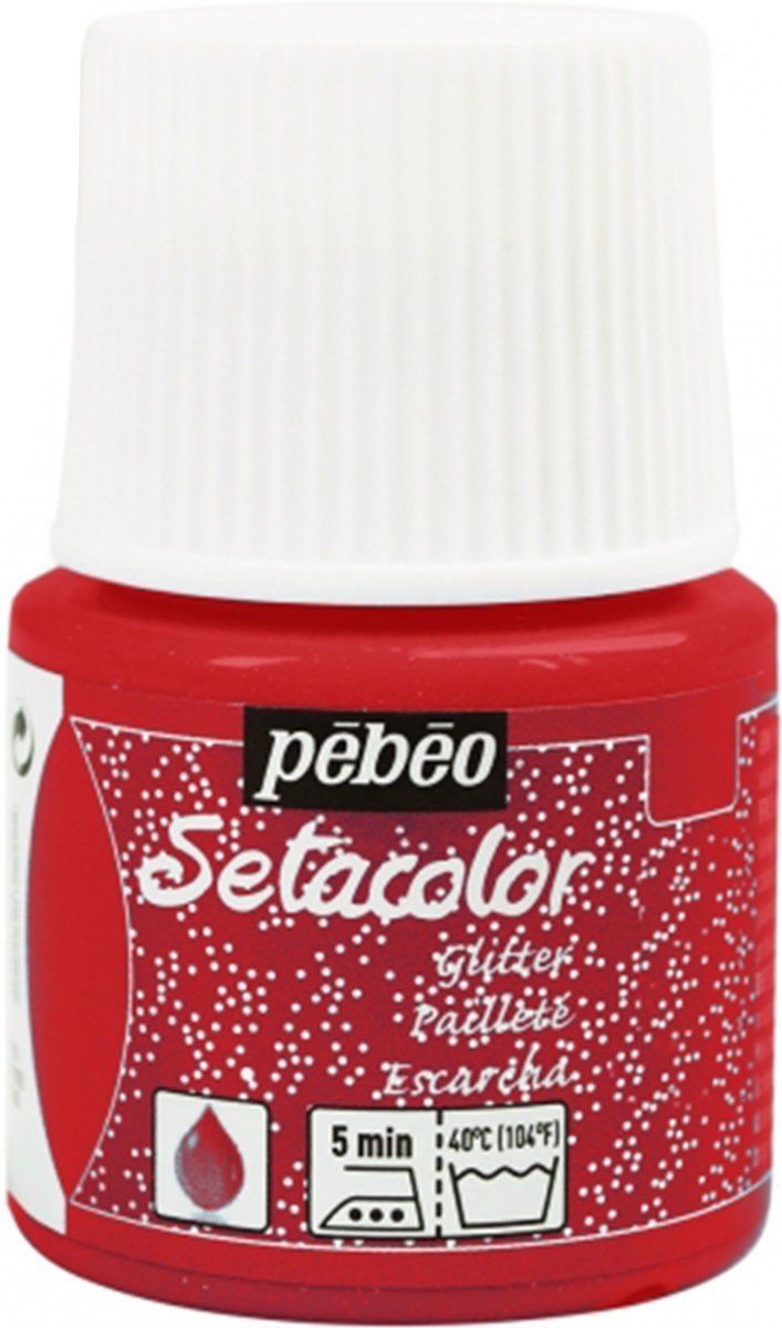 Pébéo Setacolor Glitter Rode Textielverf - 45ml textielverf voor lichte stoffen