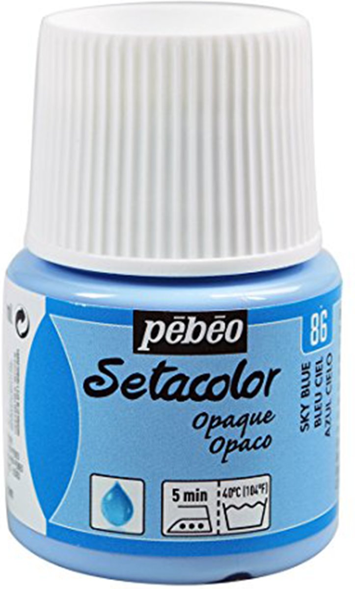 Pébéo Setacolor Hemelsblauwe Textielverf - 45ml textielverf voor donkere en lichte stoffen