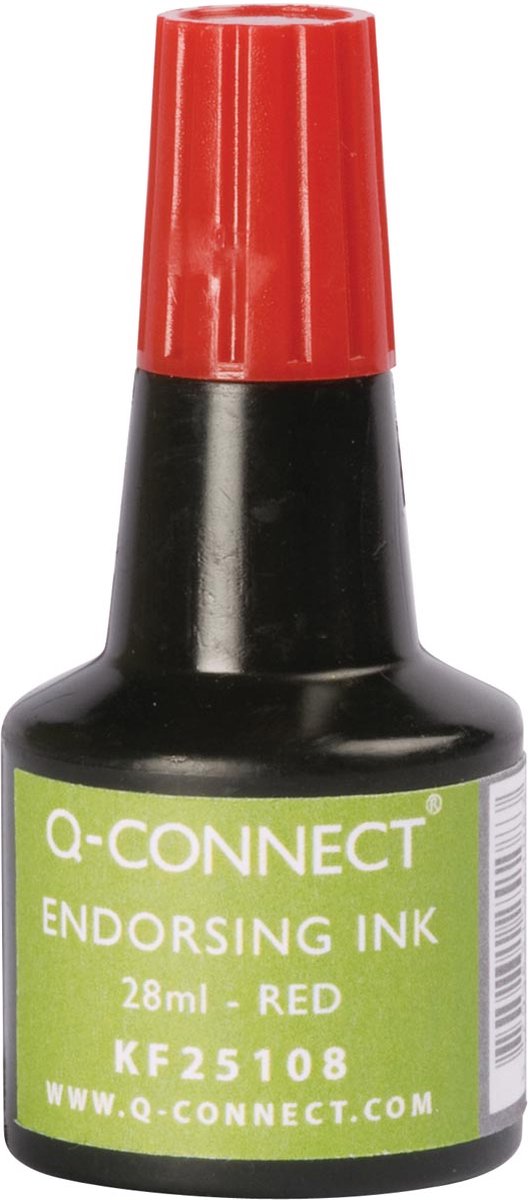 Q-CONNECT stempelinkt, flesje van 28 ml, rood 10 stuks