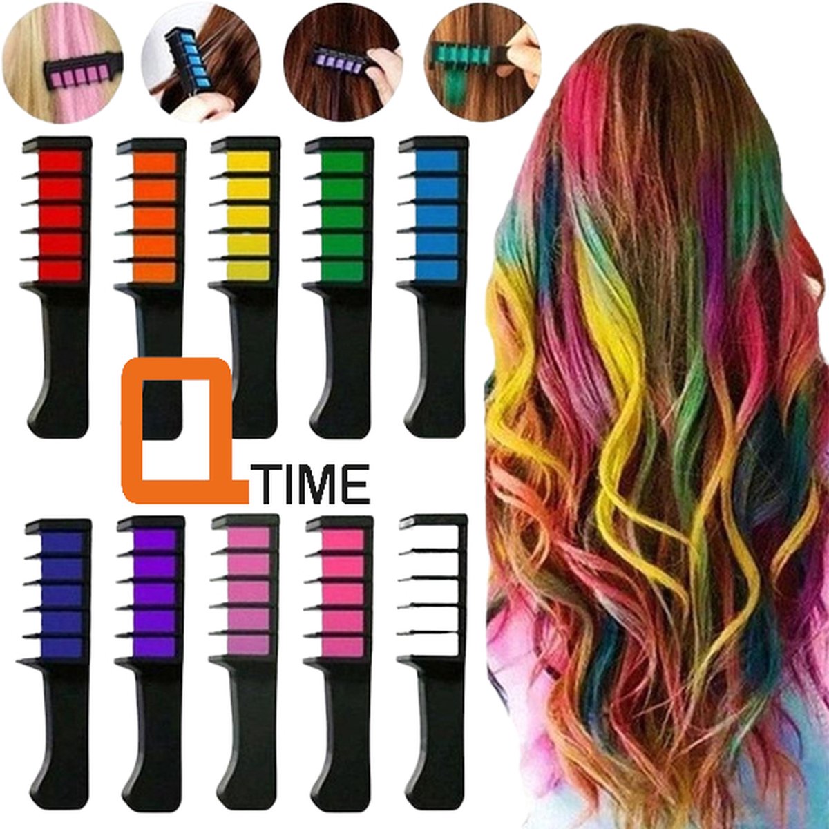 Verkleedhaarkleuring - Haarkrijt - Hair Chalk - Verkleedkleding Accessoires - Themafeest - Haar Krijt Haarkleuring - Regenboog Haarverf - Haarmascara Dames - Knutselen en Speelgoed - Kinderfeestje - Festival - Unicorn - 10 Kleuren