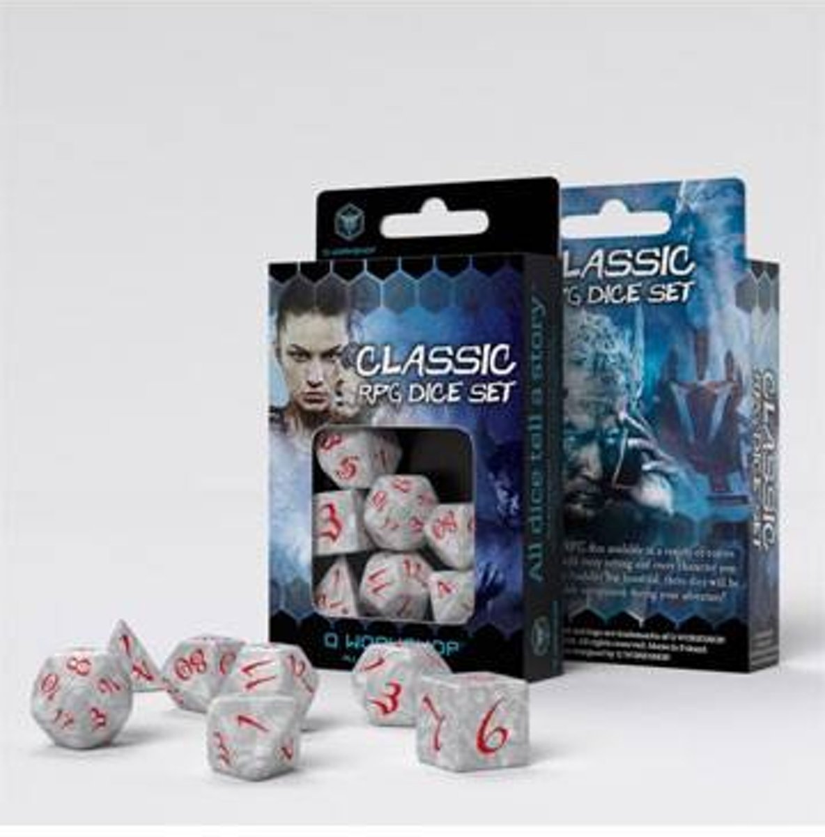 Classic RPG Dice Set pearl & red (7)