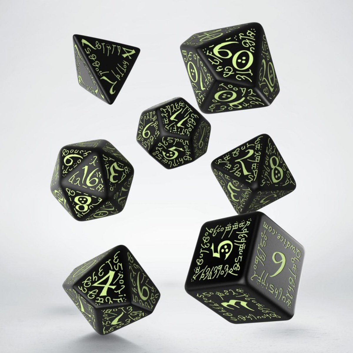 Elvish Black & glow-in-the-dark Dice Set