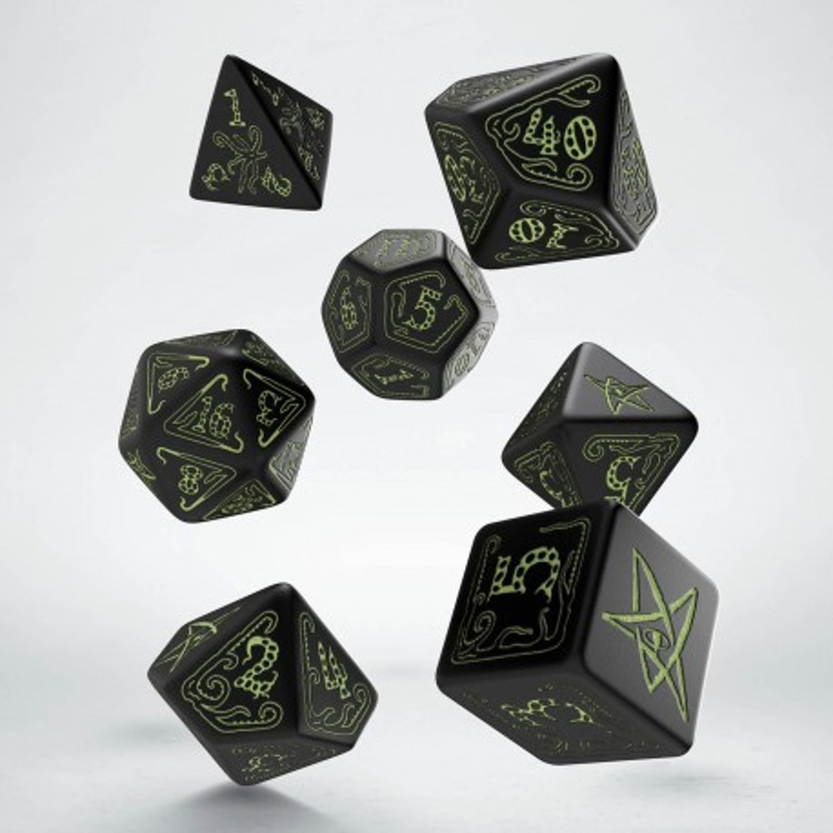 Polydice Set Q-Workshop Call of Cthulhu Black & Glow-in-the-Dark